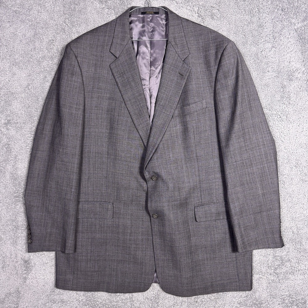 Hart Schaffner Marx Sport Coat Mens 48L Glen Check Windowpane Gold Trumpeter